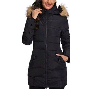 Size L Epsion Women's Hooded Thickened Down Parka Puffer Jacket Coat Black Nwt